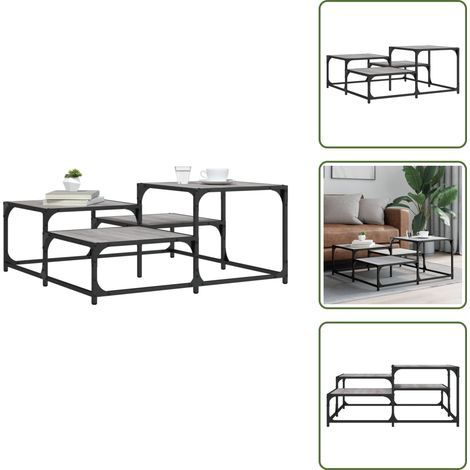 The Living Store Couchtisch Grau Sonoma 87,5x87,5x40 cm Holzwerkstoff - Couchtisch - Wohnzimmerschmuck - Holzwerkstoff Möbel - Industriel Style - Grau Couchtisch (1/5)