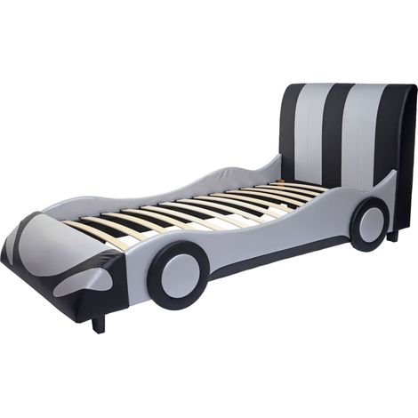 Letto per bambini rete a doghe in legno sintetico 190x100 cm nero-argento 040003619