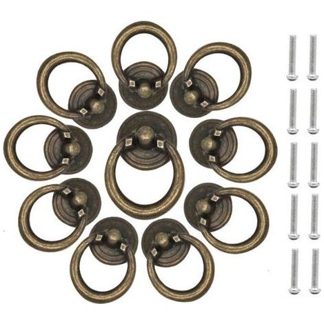 Vintage Schubladengriffe aus Zinklegierung, 10 Stück, Antikbronze-Finish, tropfen- und runde Form, für Schränke und Kommoden (1/4)