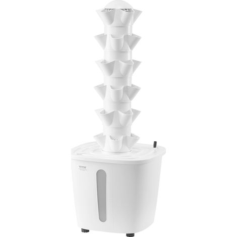 VEVOR Sistema di Coltivazione Idroponica, 30 Baccelli Verticali a 6 Livelli, Torre Idroponica Mobile con Pompa dellAcqua e Timer, Germinazione Interno, per Erbe Aromatiche Frutta Verdura