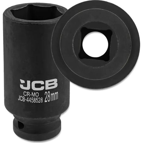 Chiave a bussola a impatto profonda JCB da 1/2" in acciaio Cr-Mo a 6 punte da 28 mm