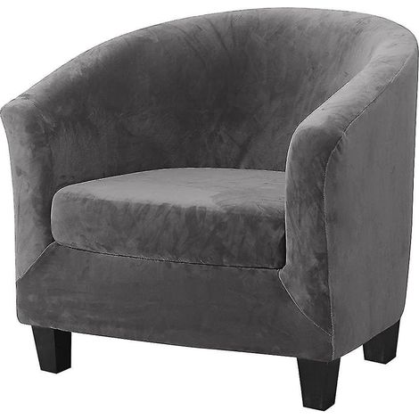 Lot de 2 housses de fauteuil club en velours extensible, avec coussin d'accessoires (cadeau). (1/5)