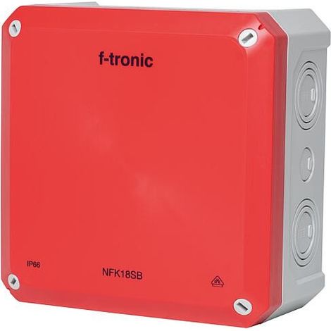 Boîte de dérivation FR 180x180x93mm, encoches d'ouverture IP66, PS, gris/rouge, éclairage de sécurité