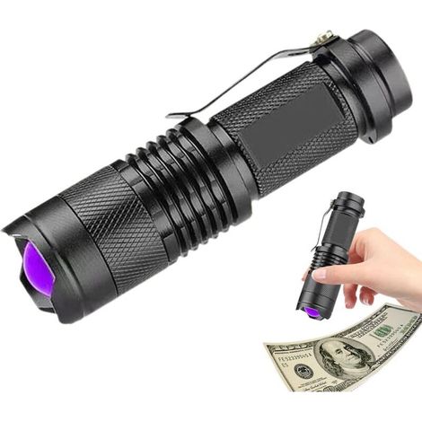 Détecteur de lumière UV portable, lampe torche UV - Lumière UV portative à LED - Lampe de poche étanche à haute luminosité, torche portative pour les taches d'urine d'animaux domestiques, 365nm (1/4)