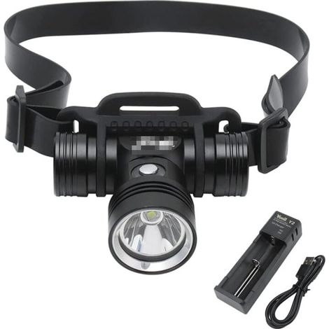 RHG Lampe frontale submersible rechargeable IPX8 Lampe frontale étanche Super lumineuse 1000 lumens 3 modes d'éclairage Lampe frontale de natation sous-marine 60M avec chargeur
