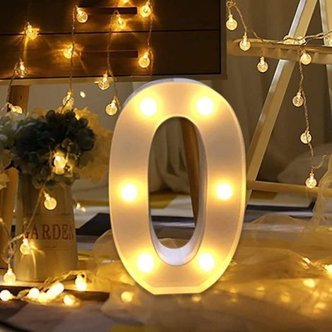 (0) Lights Décoration LED Chiffres,Numéros Illuminés par LED,Marquee Light Sign Opérateur à Piles pour Réceptions de Mariage de Partie Maison de Vacances et Salle de Bain Bar la Mariée Décor (1/5)