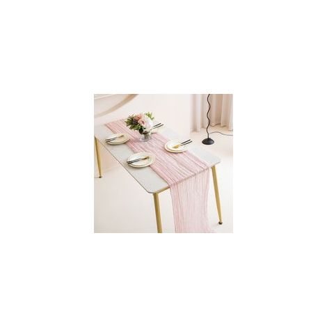Chemin de table bohème en gaze, tissu rose brumeux, décoration de table pour anniversaire, mariage, fête, intérieur, 90 x 300 cm