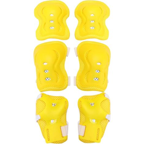 Ensemble de protection pour sports de plein air : équipement de protection pour le cyclisme et le skateboard, coudières, protège-poignets et genouillères pour enfants (jaune).