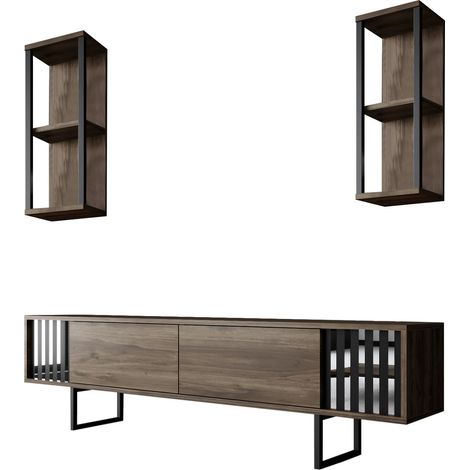 Porta TV in legno "Chrome Line" - 180 x 30 x 48 cm - NoceNero