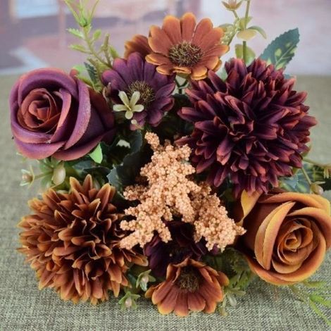 1 rose artificielle, bouquet de mariée, pivoine en soie-AquaForge (1/5)