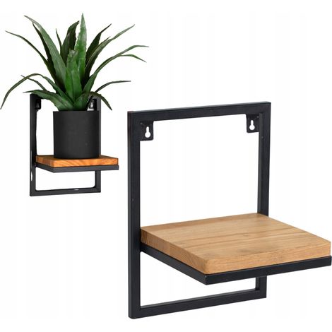 Supporto per fiori sospeso in metallo con lente nera in legno, dimensioni 23x20x30 (1/5)