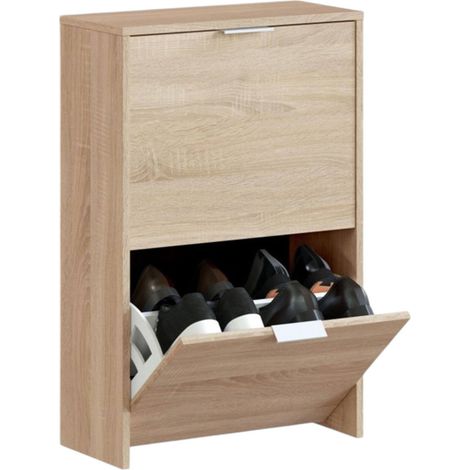 Dmora - Scarpiera Arafat, Portascarpe salvaspazio a 2 ante, Scarpiera da ingresso , Armadio scarpiera, 50x22h76 cm, Rovere