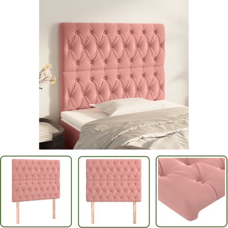 The Living Store Têtes de lit 2 pcs Rose 90x7x78/88 cm Velours - Tête De Lit - Tête De Lit Rembourrée - Tête De Lit Rose - Tête De Lit Velours - Literie (1/5)
