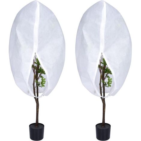Protector antihielo para plantas de exterior, funda protectora de invierno, tejido no tejido (juego de 2 piezas, 80 x 100 cm) (1/4)