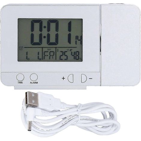 Réveil à projection, rétroéclairage LED, chargement USB, horloge multifonction avec projection de l'heure et de la température. (1/5)