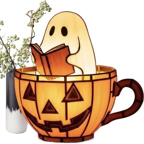Lampe de Lecture Fantôme lampe statue décorative effrayante et mignonne Lampe D'Halloween pour cheminée manteau bureau table fête maison pièce (1/5)