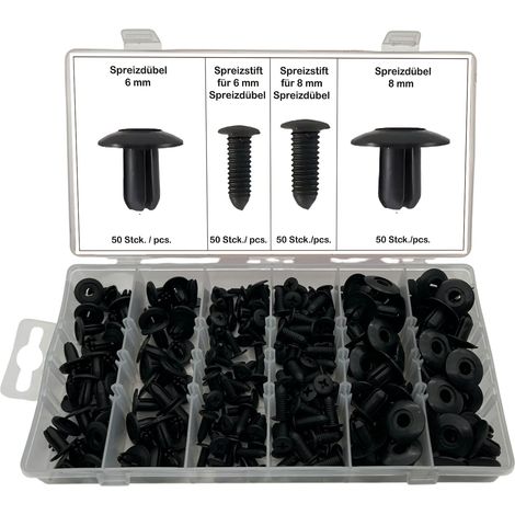 Spreizniete Sortiment 200-teilig 6 und 8 mm Auto Verkleidung Clips (1/5)