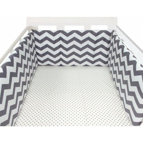 Tour de lit 180 x 30 cm - Tour de lit bébé - Coton - Motif gaufré gris foncé (1/3)