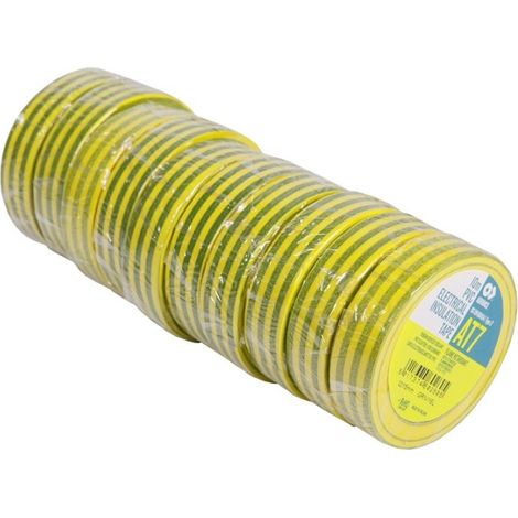 Advance 173785 - AT7 PVC - 10 x Insulating adhesive tapes 15mmx10m Yellow/Green - flame retardant