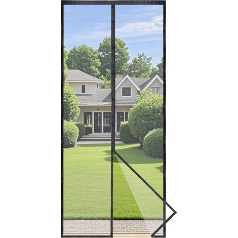 Moustiquaire Magnétique Pour Porte, Rideau en Maille, Joint Magnétique de Haut en Bas avec Fermeture Automatique, Maintient l'air frais à l'intérieur (105x210 CM,Noir) (1/5)
