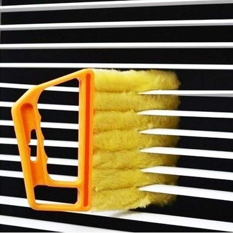 Nettoyeur de stores manuel bleu, brosse à poussière pour volets et rideaux orange, 7 manchons en microfibre amovibles, gadget domestique pour climatiseur, bouches d’aération auto, ventilateur à 7 pale (1/5)