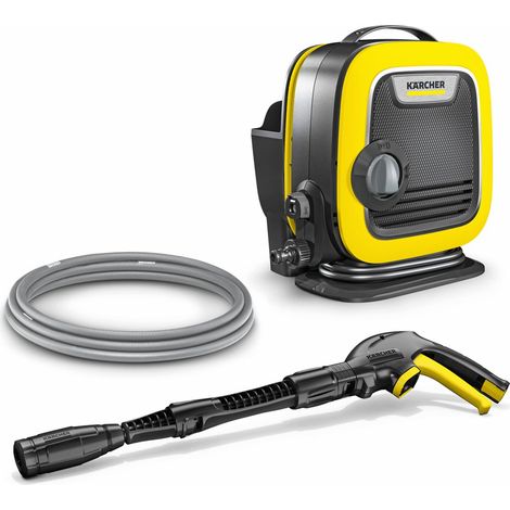 Kärcher K Mini - Idropulitrice elettrica compatta ad alta pressione, 110 bar, Potente Idropulitrice Lavasuperfici con 2 accessori, erogazione detergente integrata, Giallo/Nero (1/5)