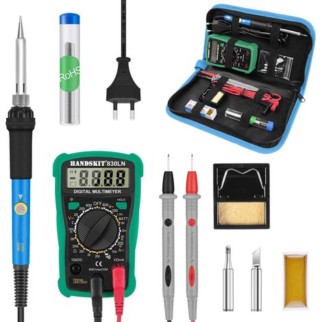 60W Digital 200-450℃ Elektrisches Lötkolben-Kit Multimeter Entlötpumpe Professionelles Lötwerkzeug Einfaches Kit