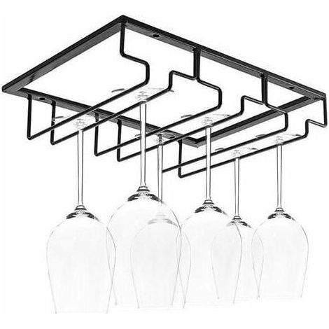 Hanging Glass Rack - Wine Glass Rack with 5 Rails for 10-15 Glasses 30 x 22.5 x 5.5cm with Screws Used in Bar Wine Cabinet Kitchen (3 Rails) (1/5)