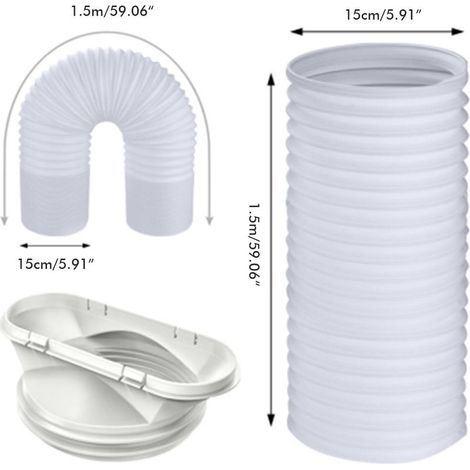 Tuyau d'évacuation flexible pour climatiseurs mobiles, sèche-linge, hotte aspirante, anneau en carton noir (1/5)