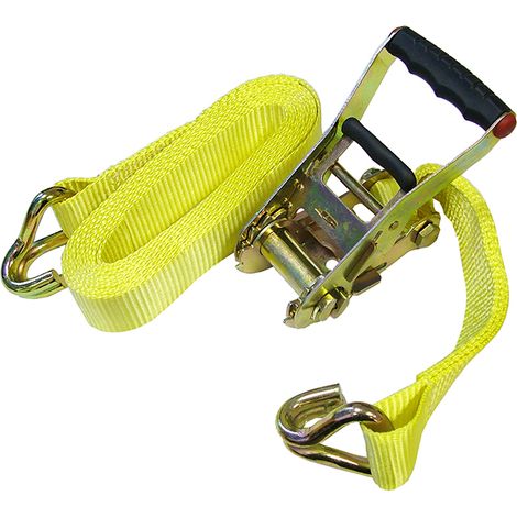 Faithfull FAITDTRUCK52 Heavy-Duty Ratchet Tie-Down 5m x 50mm J-Hook 4000kg Breaking Strain