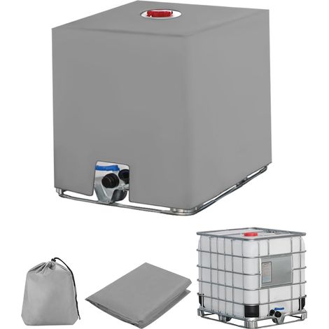 IBC-Tankabdeckung (1000 l), Wassertankabdeckung, UV- und staubbeständige Regenwassernutzungsabdeckung mit Deckel, Schutzhülle für IBC-Container, 116 x 100 x 120 cm, Grau