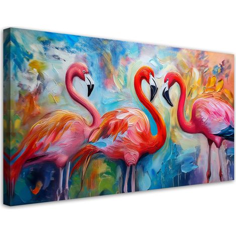 Tableau déco Flamants Oiseaux Animaux Abstrait Coloré 100x50 (1/5)