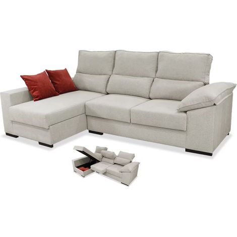 Sofá Chaiselongue a la izquierda California tapizado arena, 263cm(ancho) 160cm(fondo) 102cm(altura).