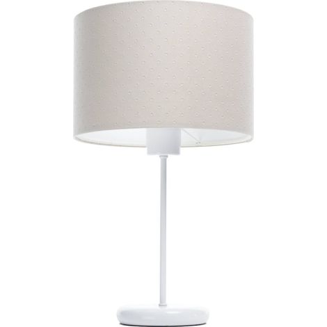Lampe de chevet Jasmine bebe - Tissu matelassé crème clair, intérieur blanc, pied blanc (1/5)