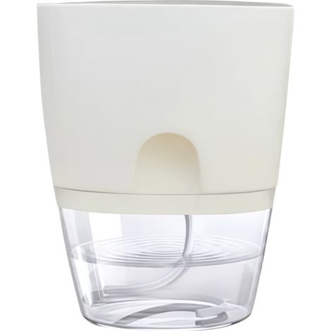 Self Watering Plastic Flowerpot Transparent Double Layer Detachable Light Flowerpot for Balcony White Medium (1/5)