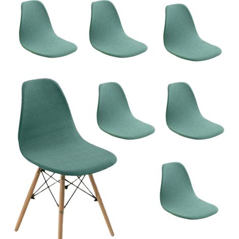 Lot de 6 housses de chaise scandinave en jacquard, housses de chaise de salle à manger de couleur unie, housses de chaise sans accoudoirs pour cuisine, salon, bureau (vert, 6 pièces) (1/5)