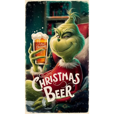 Rideau/drapeau de porte de Noël 2026, fond photo intérieur/extérieur avec motif monstre vert - 90 x 180 cm - LMGBJB-2