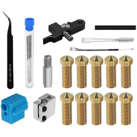 Kit d'extrudeuse avec buses Volcano, manchon en silicone, bloc en aluminium, poignée, thermistance, tube de gorge, aiguilles. Compatible avec A (1/5)