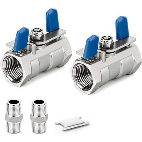 2Pcs Vanne à Bille 1/2" BSP Femelle 304SS Poignée Papillon (1/5)