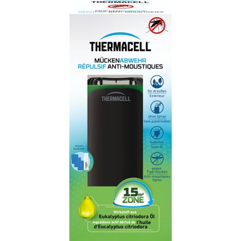 THERMACELL Diffuseur Répulsif Anti Moustiques & Moustiques Tigres - Extérieur, Jardin, Terrasse - Sans Fil, Nomade - Zone de Protection 15m² - Effet Rapide - Inodore - Recharges 12h Incluses - Noir TH (1/5)