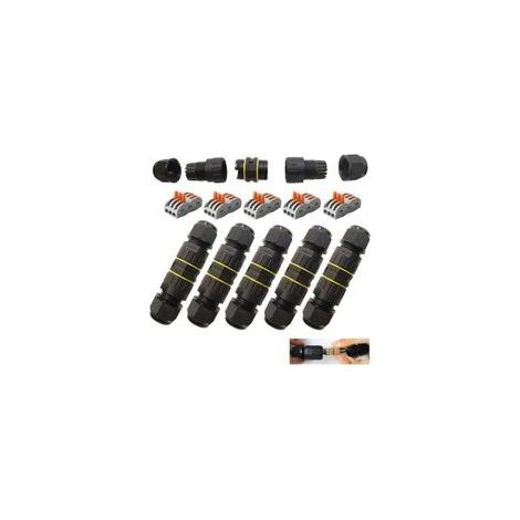 Connettore elettrico impermeabile, connettore impermeabile IP68, scatola di derivazione impermeabile a 3 vie per esterni, per cavi da Ø 6 a 11 mm (5 pezzi) (1/4)