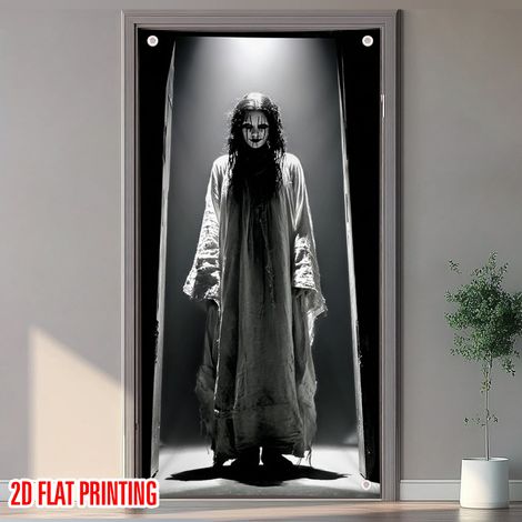 Décorations de porte sanglantes et effrayantes pour Halloween - Bannières/drapeaux d'extérieur - 90 x 180 cm (Perforatrice + ruban) - MG-8