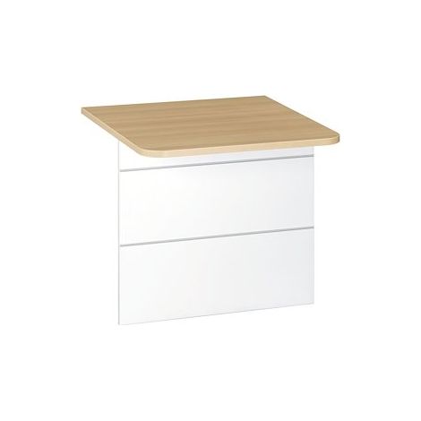 Banc d'entrée pour personne à mobilité réduite L 80 x H 74 cm – Chêne clair – Panneau mélaminé 25 mm – Chants ABS 2 mm – Passe-câble – Gautier