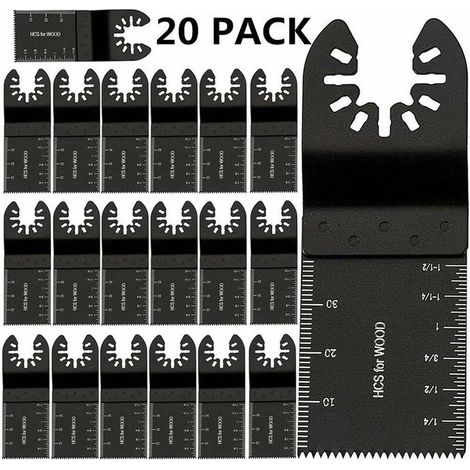 Lot de 20 lames de scie oscillantes universelles 34 mm, multi-outil, libération rapide – DELKEVIC