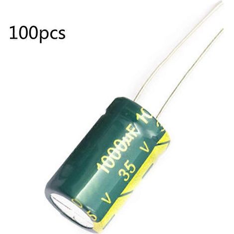 100 condensateurs électrolytiques en aluminium à sorties radiales 35 V 1000 µF pour le remplacement de téléviseurs LCD et d'appareils électroniques grand public (10 x 20 mm). (1/5)