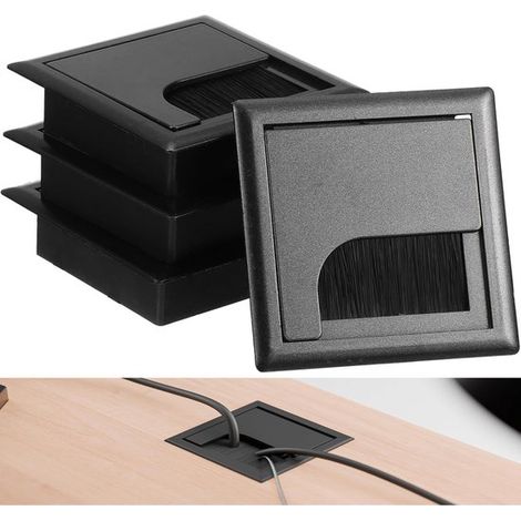 Passe-câbles de bureau – Noir – 8x8 cm – Aluminium – Gestion des câbles – Organisateur (1/5)