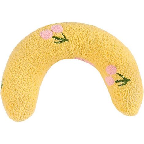 Petit coussin pour chat en forme de U, doux et moelleux, jouet apaisant pour animaux de compagnie - Jaune (1/5)
