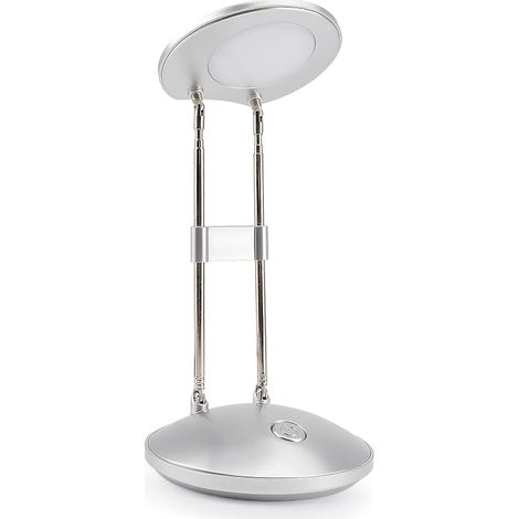 Lampe de bureau LED 3 000 K blanc chaud 3,6 W avec supports rétractables Argenté Lampe de bureau portable pour bureau, lecture, étude (1/5)