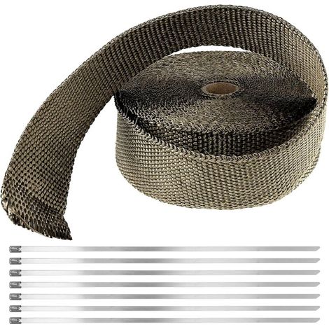 Ruban isolant couleur titane 5M50MM, ruban isolant pour tuyau d'échappement, avec 10 serre-câbles (1/5)
