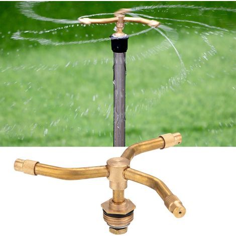 pulvérisateur rotatif automatique pour l'irrigation de jardin, buse d'arrosage rotative en laiton (trois lames) (1/5)